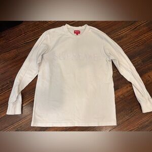 Supreme New York City White Long Sleeve Polo With Embroidered Logo Sz M 101837